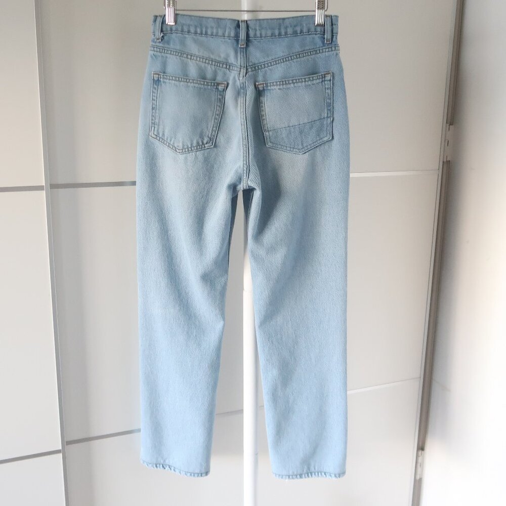 Reformation Cynthia High Rise Straight Leg Patch Jeans Tahoe Light Wash 26 - Picture 8 of 16